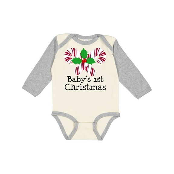 Inktastic Baby's 1st Christmas Candy Canes Boys or Girls Long Sleeve Baby Bodysuit