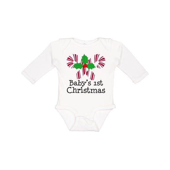 Inktastic Baby's 1st Christmas Candy Canes Boys or Girls Long Sleeve Baby Bodysuit
