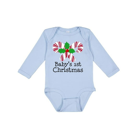 Inktastic Baby's 1st Christmas Candy Canes Boys or Girls Long Sleeve Baby Bodysuit