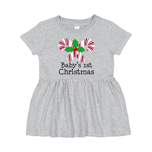 Inktastic Baby's 1st Christmas Candy Canes Girls Baby Dress