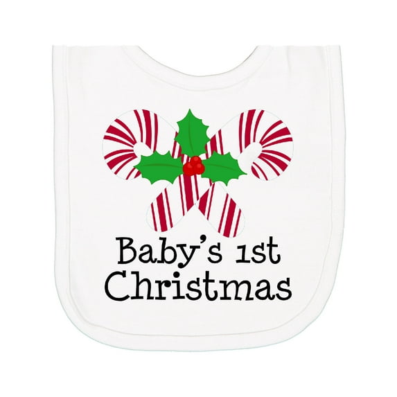 Inktastic Baby's 1st Christmas Candy Canes Newborn Bib