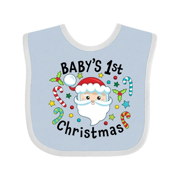 Inktastic Baby's 1st Christmas Santa with Candy Canes Boys or Girls Baby Bib