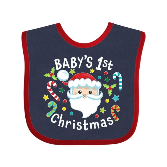 Inktastic Baby's 1st Christmas Santa with Candy Canes Boys or Girls Baby Bib