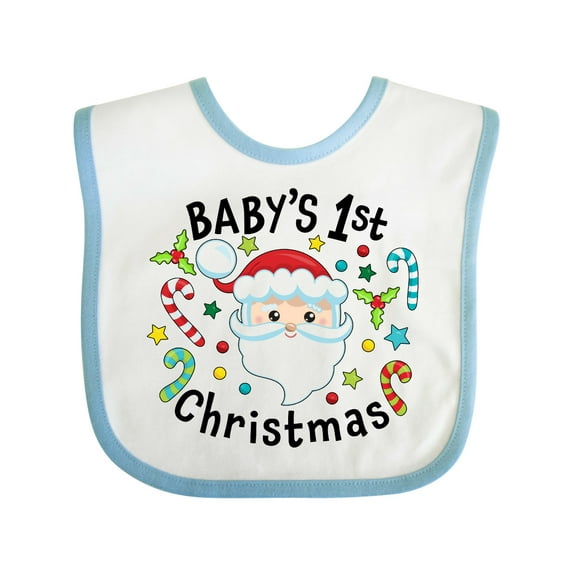 Inktastic Baby's 1st Christmas Santa with Candy Canes Boys or Girls Baby Bib