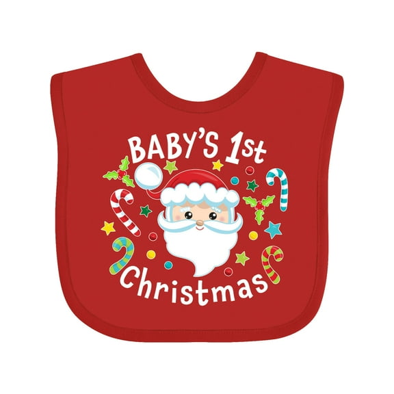 Inktastic Baby's 1st Christmas Santa with Candy Canes Boys or Girls Baby Bib