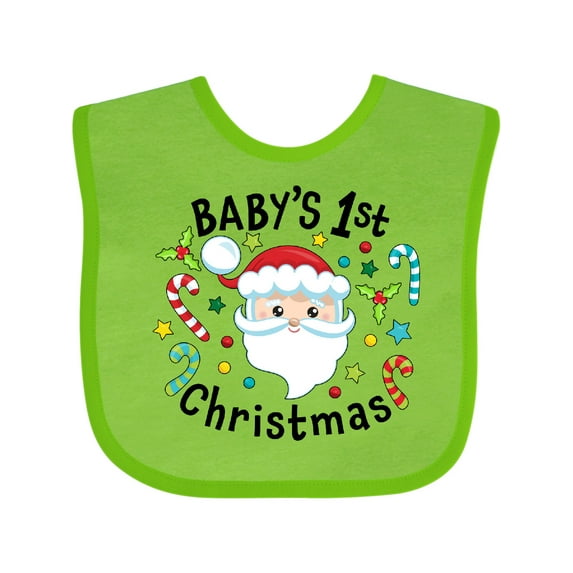 Inktastic Baby's 1st Christmas Santa with Candy Canes Boys or Girls Baby Bib