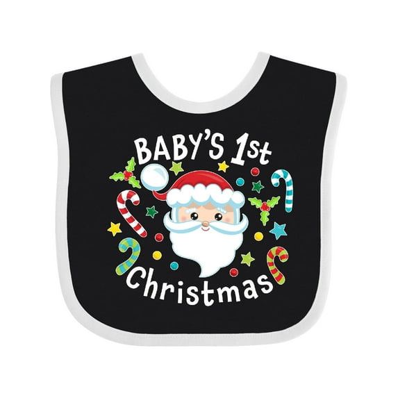 Inktastic Baby's 1st Christmas Santa with Candy Canes Boys or Girls Baby Bib