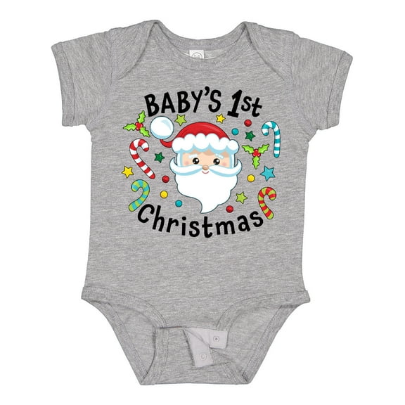 Inktastic Baby's 1st Christmas Santa with Candy Canes Boys or Girls Baby Bodysuit