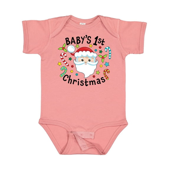 Inktastic Baby's 1st Christmas Santa with Candy Canes Boys or Girls Baby Bodysuit