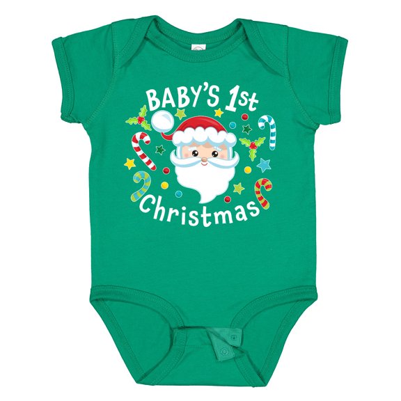 Inktastic Baby's 1st Christmas Santa with Candy Canes Boys or Girls Baby Bodysuit