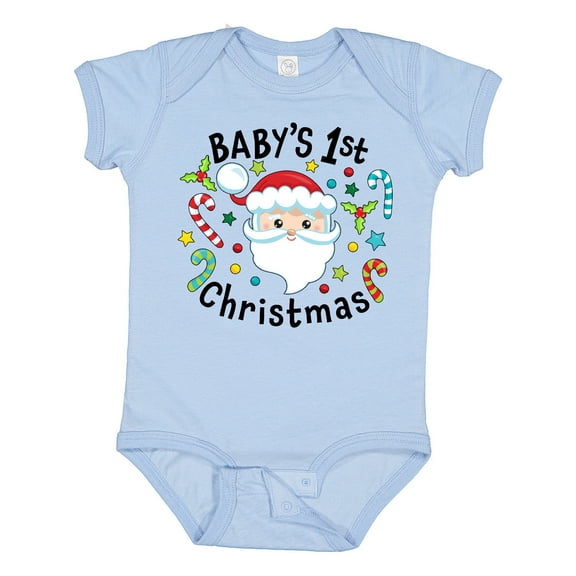 Inktastic Baby's 1st Christmas Santa with Candy Canes Boys or Girls Baby Bodysuit