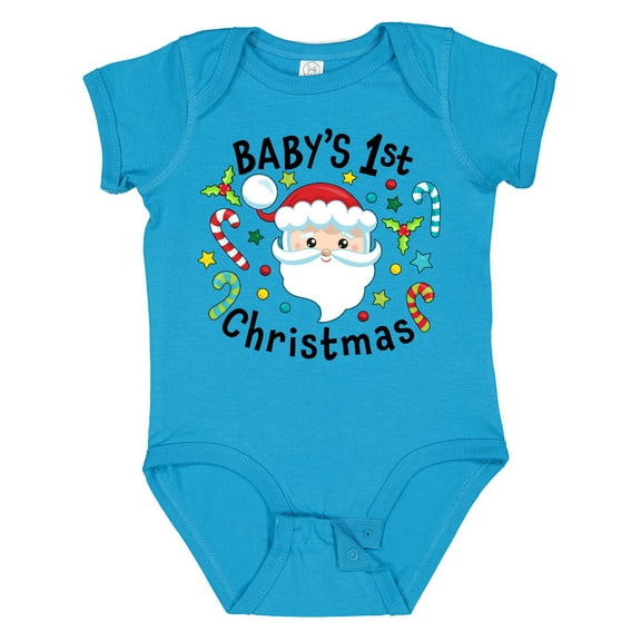 Inktastic Baby's 1st Christmas Santa with Candy Canes Boys or Girls Baby Bodysuit