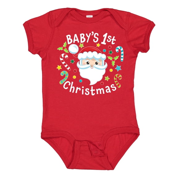 Inktastic Baby's 1st Christmas Santa with Candy Canes Boys or Girls Baby Bodysuit