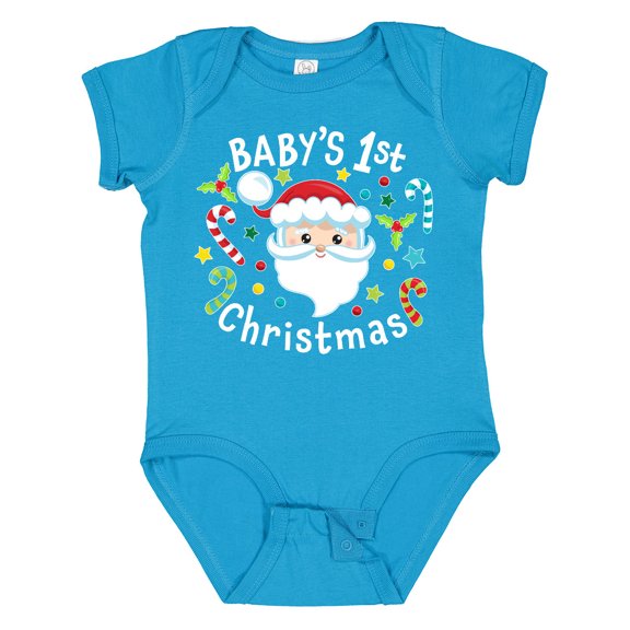 Inktastic Baby's 1st Christmas Santa with Candy Canes Boys or Girls Baby Bodysuit