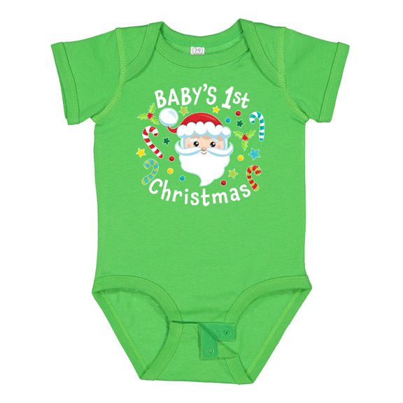 Inktastic Baby's 1st Christmas Santa with Candy Canes Boys or Girls Baby Bodysuit
