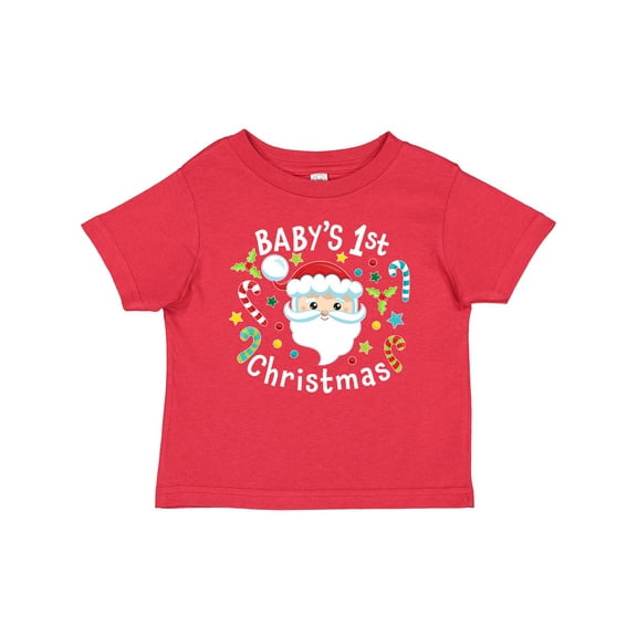 Inktastic Baby's 1st Christmas Santa with Candy Canes Boys or Girls Baby T-Shirt