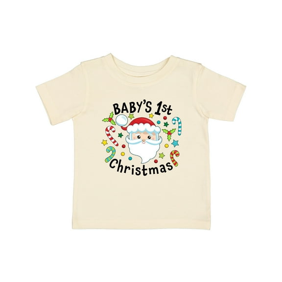 Inktastic Baby's 1st Christmas Santa with Candy Canes Boys or Girls Baby T-Shirt