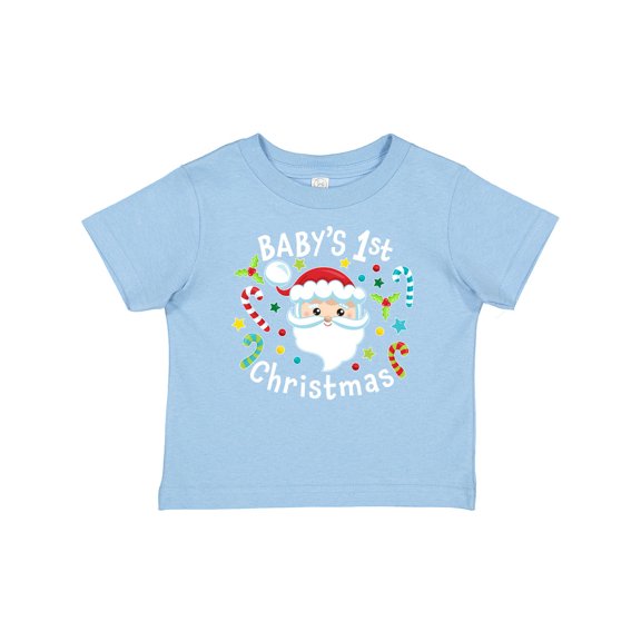 Inktastic Baby's 1st Christmas Santa with Candy Canes Boys or Girls Baby T-Shirt