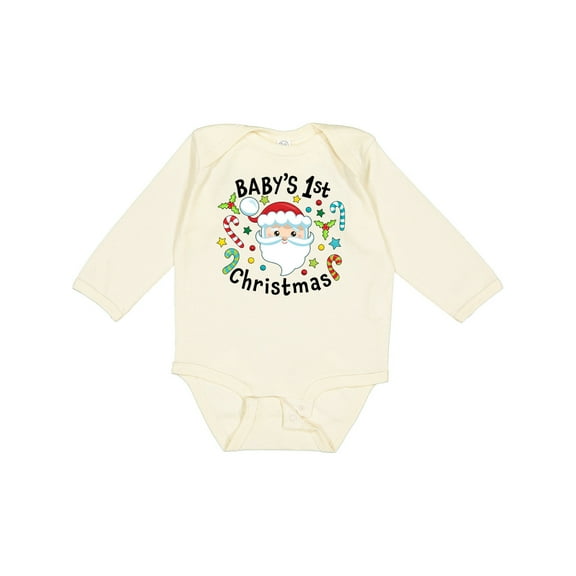 Inktastic Baby's 1st Christmas Santa with Candy Canes Boys or Girls Long Sleeve Baby Bodysuit