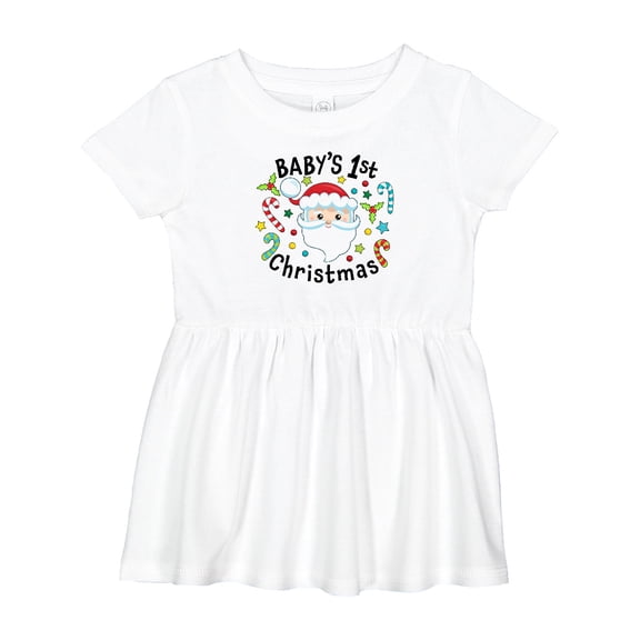 Inktastic Baby's 1st Christmas Santa with Candy Canes Girls Baby Dress