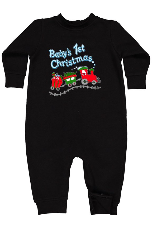 Baby's 1st Christmas Train with Presents and Tree Baby Fleece Romper