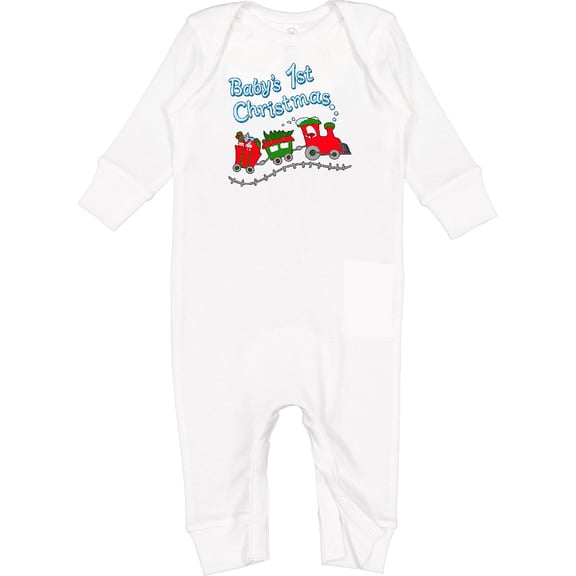 Inktastic Baby's 1st Christmas Train with Presents and Tree Baby Romper Coveralls