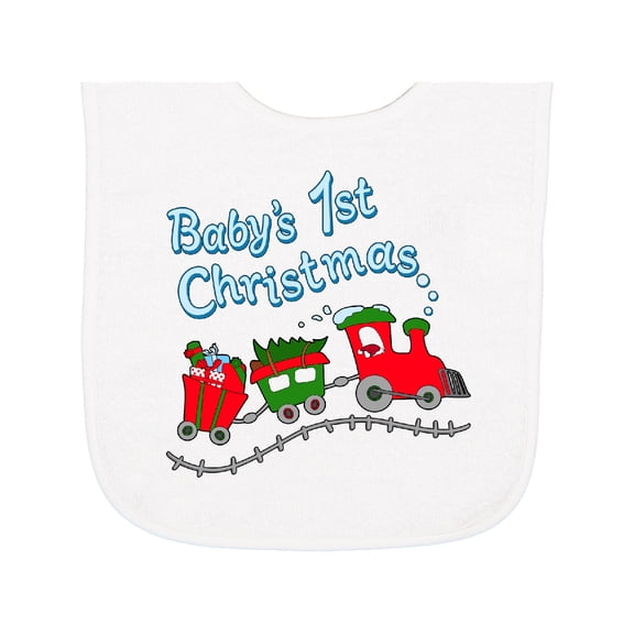 Inktastic Baby's 1st Christmas Train with Presents and Tree Baby Terry Cloth Bib
