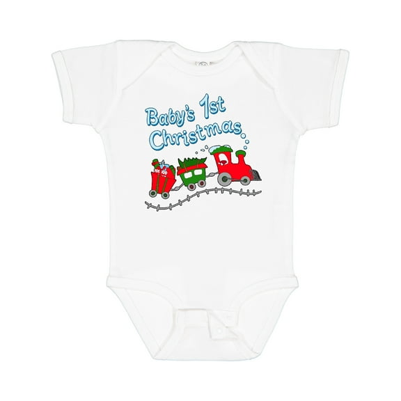 Inktastic Baby's 1st Christmas Train with Presents and Tree Boys or Girls Baby Bodysuit