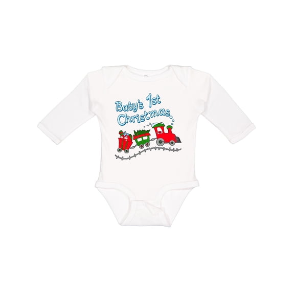 Inktastic Baby's 1st Christmas Train with Presents and Tree Boys or Girls Long Sleeve Baby Bodysuit