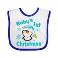 thumbnail image 1 of Inktastic Baby's 1st Christmas with Cute Penguin and Snowflakes Boys or Girls Baby Bib, 1 of 4