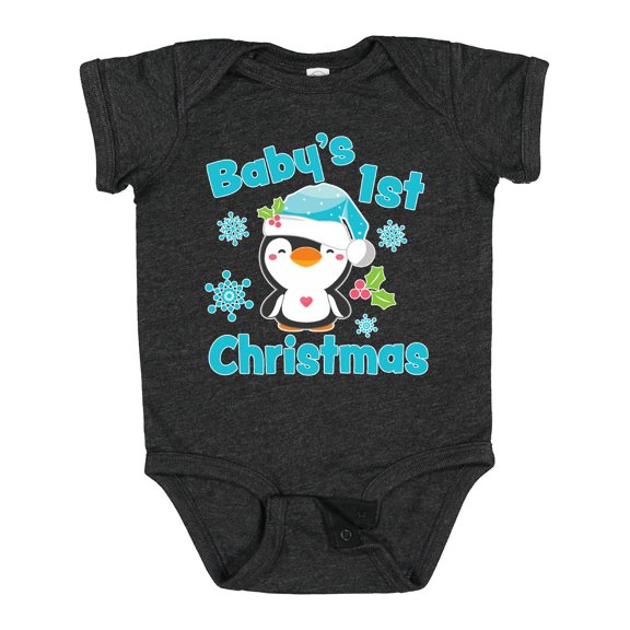 Inktastic Baby's 1st Christmas with Cute Penguin and Snowflakes Boys or Girls Baby Bodysuit