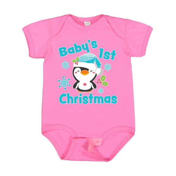 Inktastic Baby's 1st Christmas with Cute Penguin and Snowflakes Boys or Girls Baby Bodysuit