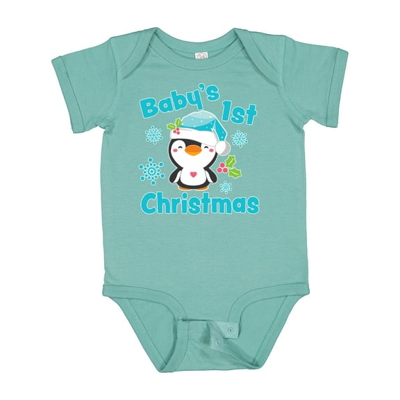 Inktastic Baby's 1st Christmas with Cute Penguin and Snowflakes Boys or Girls Baby Bodysuit