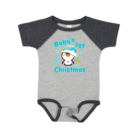 Inktastic Baby's 1st Christmas with Cute Penguin and Snowflakes Boys or Girls Baby Bodysuit