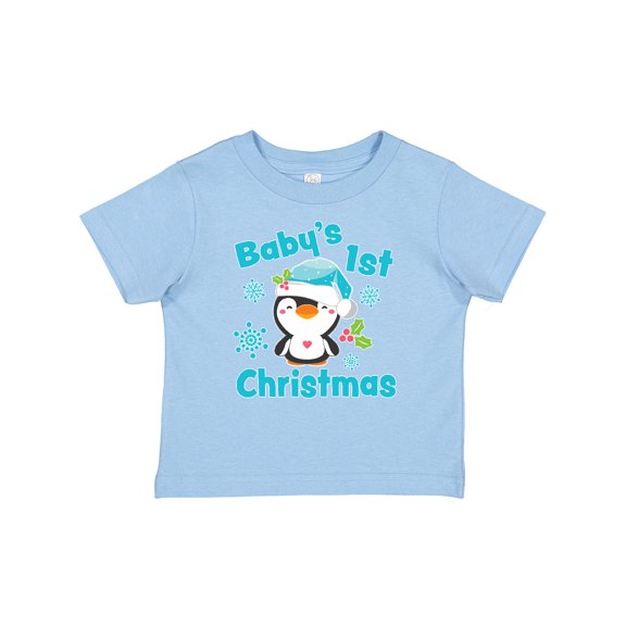 Inktastic Baby's 1st Christmas with Cute Penguin and Snowflakes Boys or Girls Baby T-Shirt