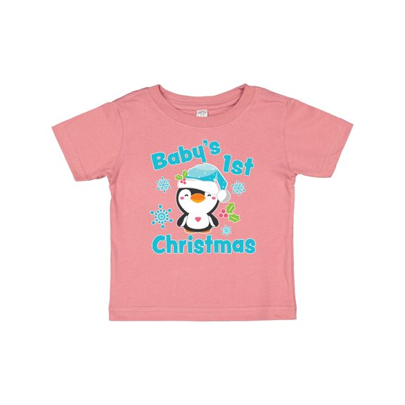 Inktastic Baby's 1st Christmas with Cute Penguin and Snowflakes Boys or Girls Baby T-Shirt