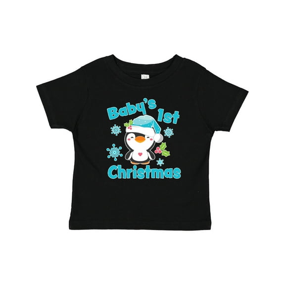Inktastic Baby's 1st Christmas with Cute Penguin and Snowflakes Boys or Girls Baby T-Shirt