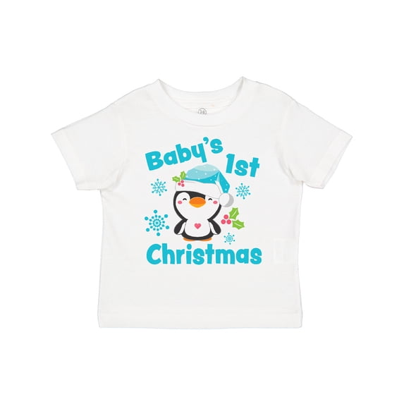 Inktastic Baby's 1st Christmas with Cute Penguin and Snowflakes Boys or Girls Toddler T-Shirt