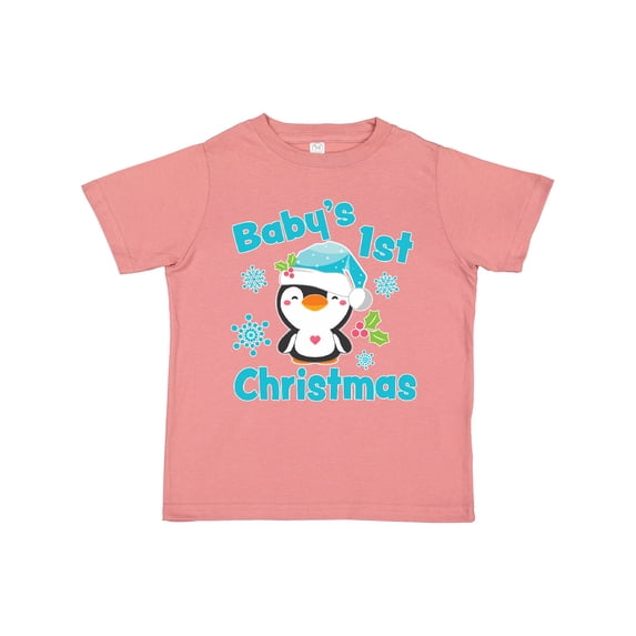 Inktastic Baby's 1st Christmas with Cute Penguin and Snowflakes Boys or Girls Toddler T-Shirt
