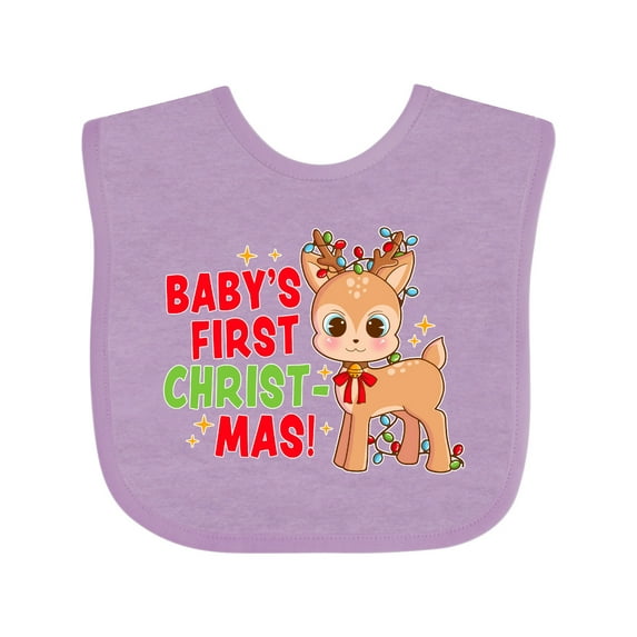Inktastic Baby's 1st Christmas with Cute Reindeer in Colorful Lights Boys or Girls Baby Bib