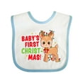 thumbnail image 1 of Inktastic Baby's 1st Christmas with Cute Reindeer in Colorful Lights Boys or Girls Baby Bib, 1 of 4