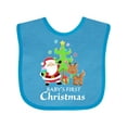 thumbnail image 1 of Inktastic Baby's 1st Christmas with Santa Reindeer and Tree Boys or Girls Baby Bib, 1 of 4