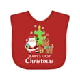 thumbnail image 1 of Inktastic Baby's 1st Christmas with Santa Reindeer and Tree Boys or Girls Baby Bib, 1 of 4