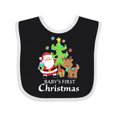thumbnail image 1 of Inktastic Baby's 1st Christmas with Santa Reindeer and Tree Boys or Girls Baby Bib, 1 of 4