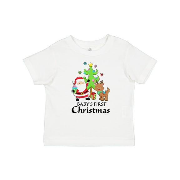 Inktastic Baby's 1st Christmas with Santa Reindeer and Tree Boys or Girls Baby T-Shirt