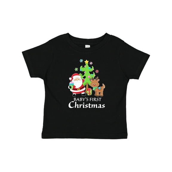 Inktastic Baby's 1st Christmas with Santa Reindeer and Tree Boys or Girls Baby T-Shirt