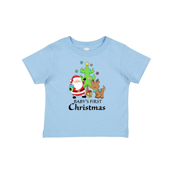 Inktastic Baby's 1st Christmas with Santa Reindeer and Tree Boys or Girls Baby T-Shirt