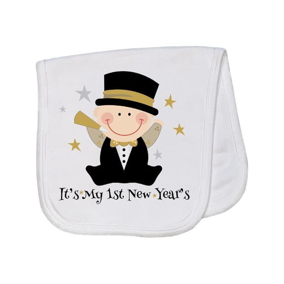 Inktastic Baby's 1st New Year Baby Burp Cloth
