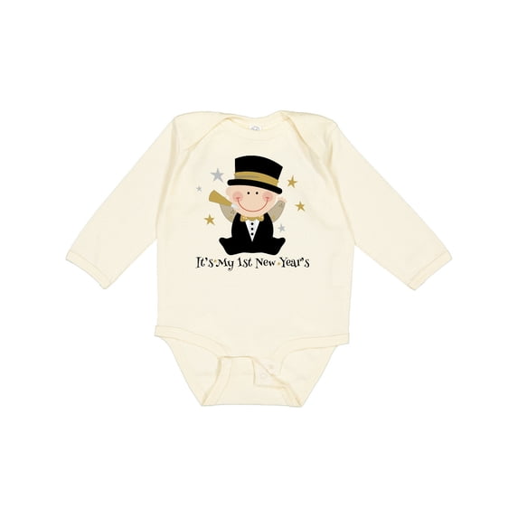 Inktastic Baby's 1st New Year Boys Long Sleeve Baby Bodysuit