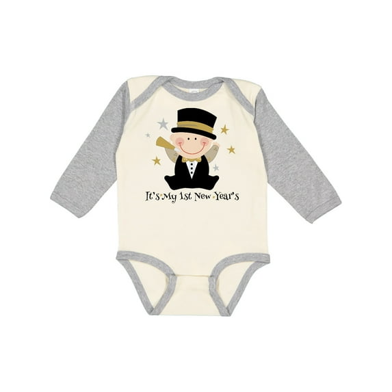 Inktastic Baby's 1st New Year Boys Long Sleeve Baby Bodysuit